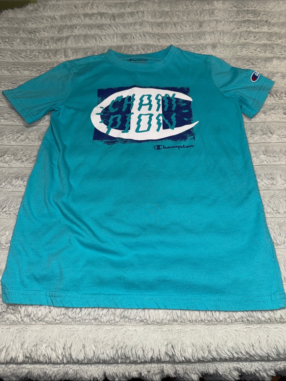 Champion Men’s Teal Graphic Logo Short Sleeve Tee - Picture 1 of 5